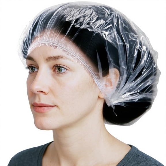 200 Pcs Disposable Shower Caps,17 Inch Waterproof Plastic Shower Cap for Women,Clear Plastic Hair Caps,Elastic Large Thick Hair Bath Caps for Travel,Salon,Travel,Spa