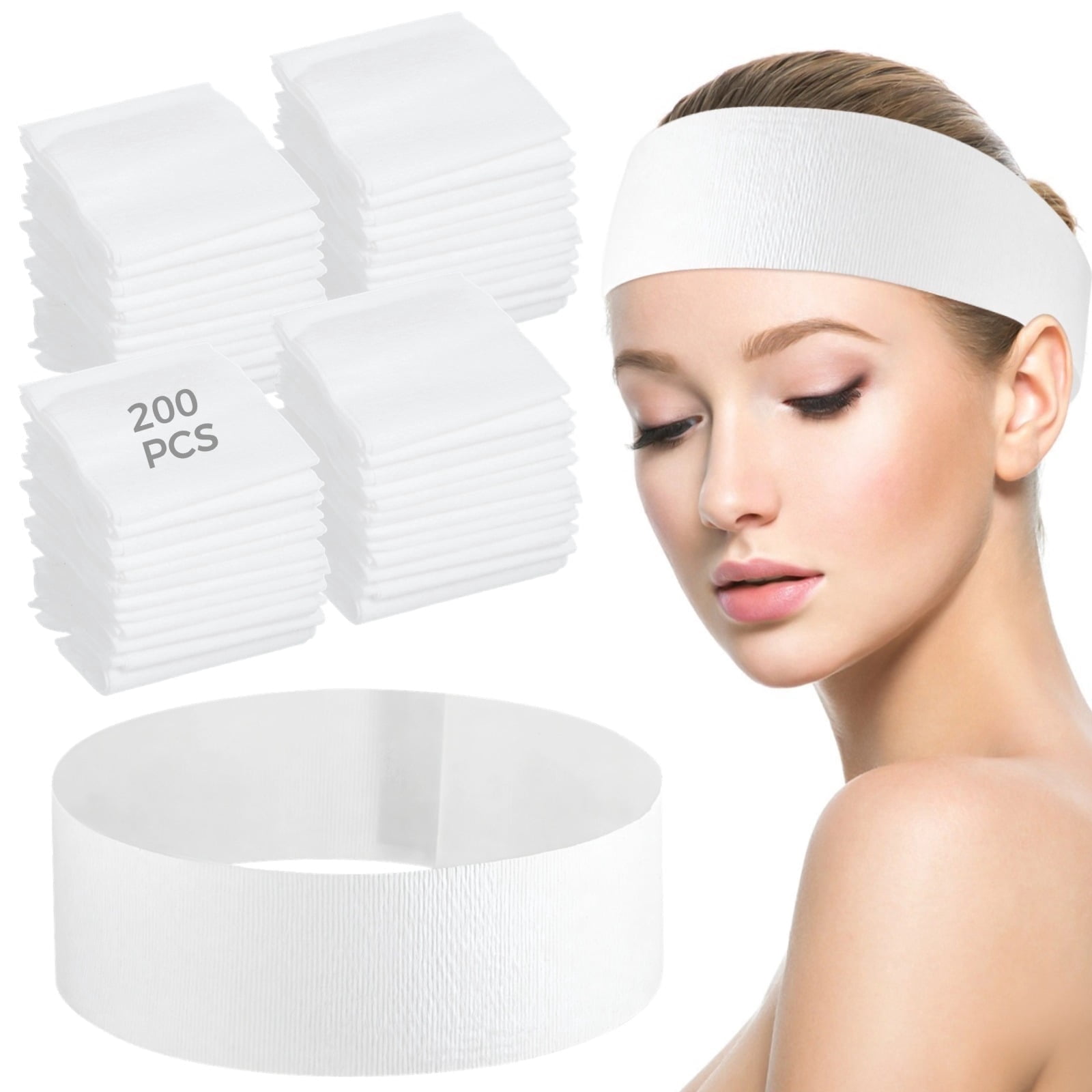 5986 200 PCS Disposable Hairband , Non-woven Fabric Spa Headband 200PCS Disposable Stretch Non-Woven Headband Women SPA Hotel  main image 4