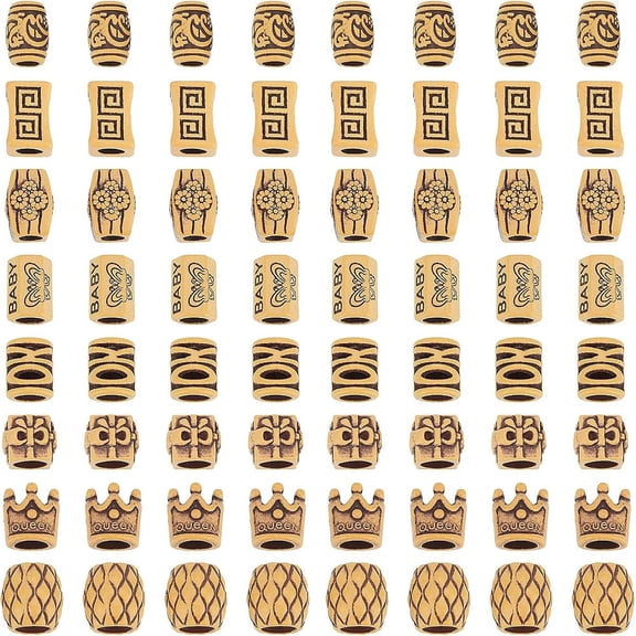 200 Pcs Dreadlocks Beads Imitation Wood Braid Beads Plastic Hair Tube Beads Large Hole Beads Hair Accessories for Hair Lock Decoration DIY Jewelry DIY