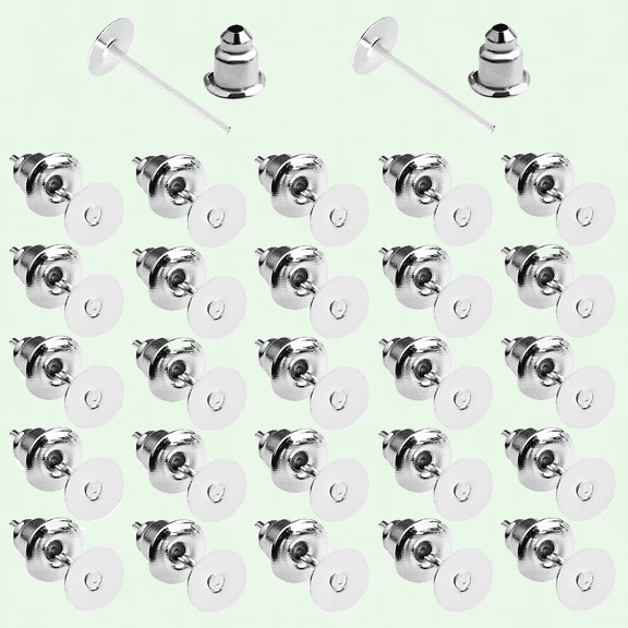 200 Pcs Earring Post and Backs, Hypoallergenic Blank Earring Studs with Bullet Earring Backs for Jewelry Making (Silver)
