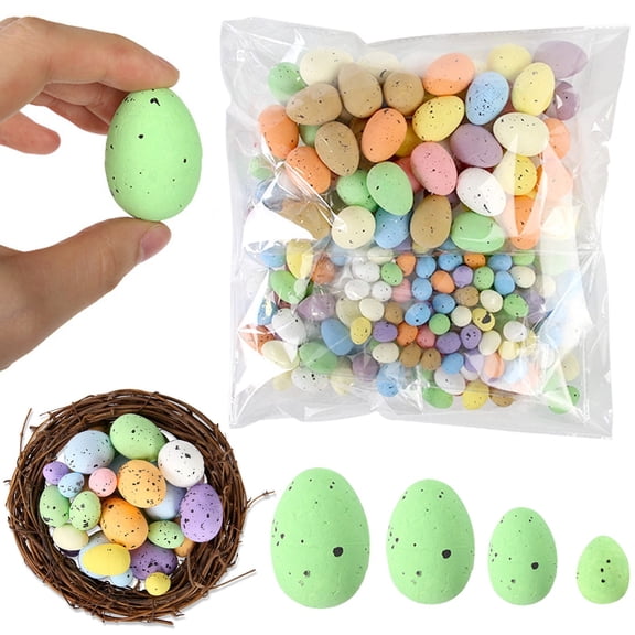 200 Pcs Easter Speckled Eggs - 4 Sizes Faux Pastel Chicken Eggs for Vase & Bowl Filler, DIY Spring Displays, Easter Party Favors, Easter Decorations