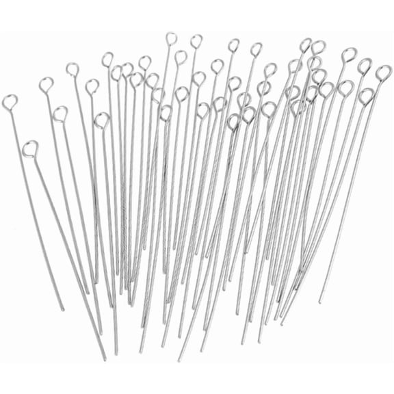 200 Pcs Eye Pins, Mini Stainless Steel Metal Wire Eyepins, Small Open Eye Headpins for DIY Craft Bead Earring Pendant Necklace Bracelet Making (Silver)