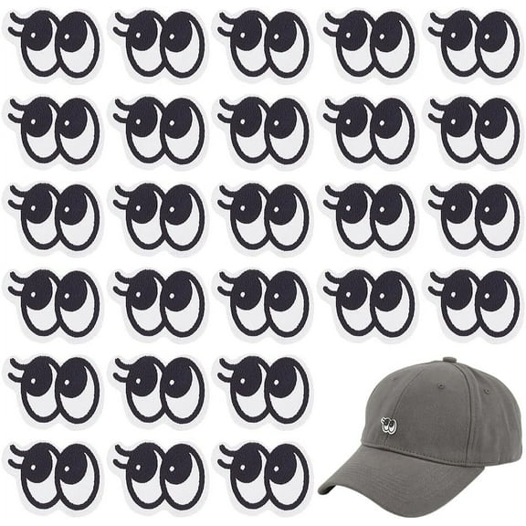 200 Pcs Eyes Sew On Patches Non-Woven Black Color Eye Sewing Applique Eyelash Cloth Patches Costume Accessories for Clothing Repair Jackets Dress DIY Eyes Decoration Black