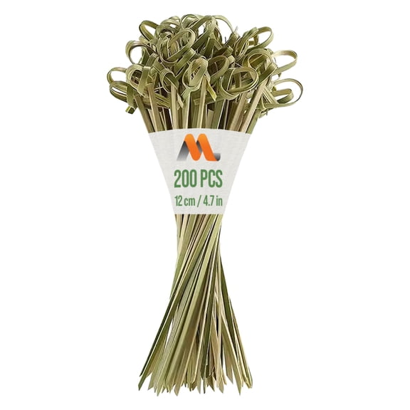 200 Pcs Fancy Bamboo Knot Cocktail Picks - 4.7 Inches Decorative Wooden Knotted Skewers - For Parties, Appetizers, Cocktails, Fruits, Kebabs, Barbecue (BBQ) - by Mobi Lock