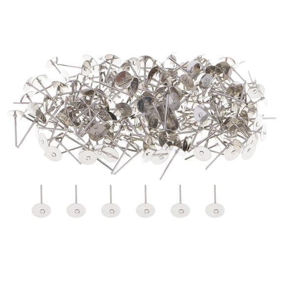 200 Pcs Flat Earrings Stainless Steel Blank 6mm