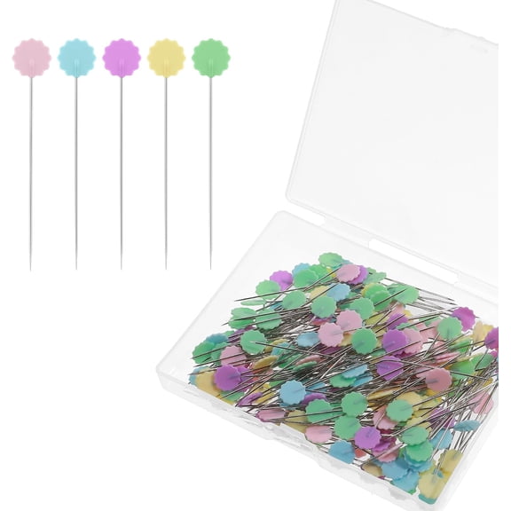 200 Pcs Flat Head Straight Pins, Flower Head Sewing Pins Multicolor Fixed Sewing Marker Needle Straight Quilting Pin Craft Positioning Pin for Crafting Dressmaker Crafts Making