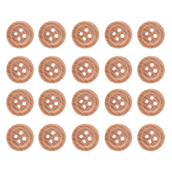 200 Pcs Round Four-Hole Wooden Shirt Buttons for Sewing, Needlework, Crafts, and Garment Decoration