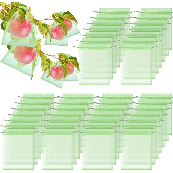 200 Pcs Fruit Protection Bags Fruit Netting Bags with Drawstring for Protecting Vegetable Net Cover Reusable Mesh Bag for Garden Apple Trees(6 x 10 Inch,Green)