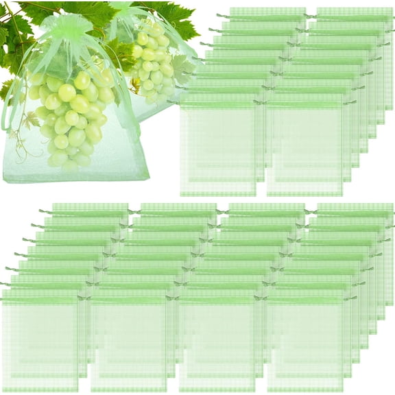200 Pcs Fruit Protection Bags Fruit Netting Bags with Drawstring for Protecting Vegetable Net Cover Reusable Mesh Bag for Garden Apple Trees(8 x 12 Inch,Green)