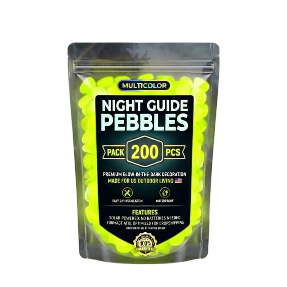 200 Pcs Glow in The Dark Garden Pebbles Stones Rocks for Yard and Walkways Decor, Decorative Luminous Stones for Pathway Driveway Patio Lawn Landscape Outdoor