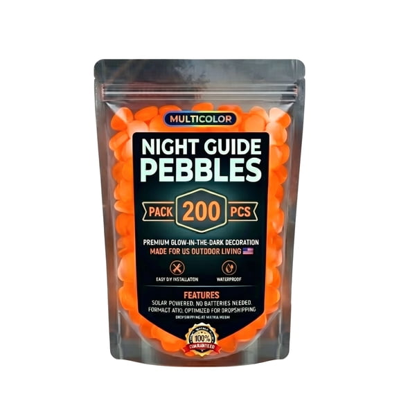 200 Pcs Glow in The Dark Garden Pebbles Stones Rocks for Yard and Walkways Decor, Decorative Luminous Stones for Pathway Driveway Patio Lawn Landscape Outdoor