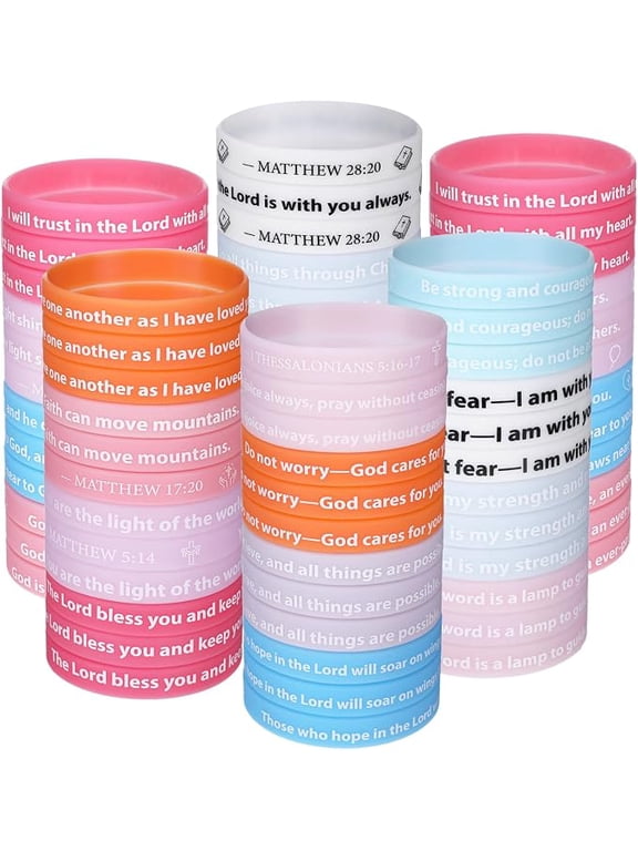 200 Pcs Glow in the Dark Bible Pattern Bracelets for Baptism Easter Party