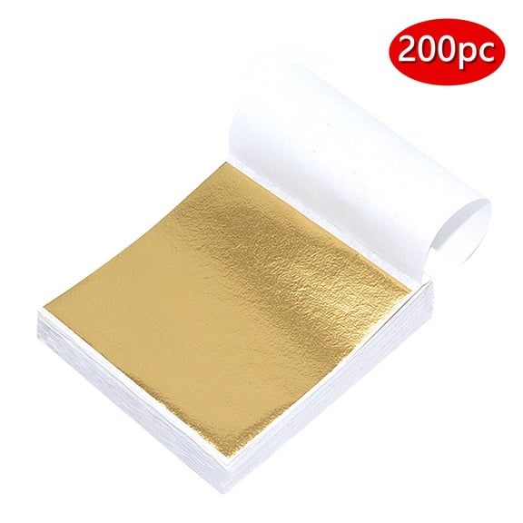 200 Pcs Gold Leaf Sheets 3.5" x 3.5" Imitation Gold Foil Sheets Variegated Booklet Paper for Crafts, Picture Frames, Nails and DIY Arts Decoration