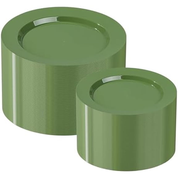 200 Pcs Green Plastic Plates, Green Disposable Plates Include 100 Dinner Plate 10’’ and 100 Dessert Plate 7’’ Perfect for Birthday, Party & Wedding