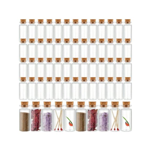 200 Pcs Halloween Glass Potion Bottles With Cork Stoppers Small Christmas Mage Bottles DIY Mini Jars Tiny Clear Vials For Halloween Props Cosplay Accories Party DIY Crafts Decoration 30 Ml