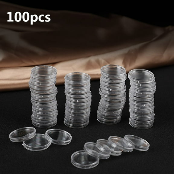 200 Pcs ID 16MM Commemorative Coins Transparent Plastic Small Round Boxes Coin Capsule, Collection Supplies Container for Coin