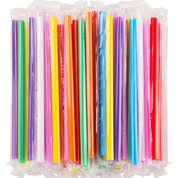200 Pcs Jumbo Smoothie Boba Straws, Colorful Disposable Plastic Wide-mouthed Large Milkshake Straws for Bubble Tea, Lemonade, Milk, Coffee,Individually Wrapped