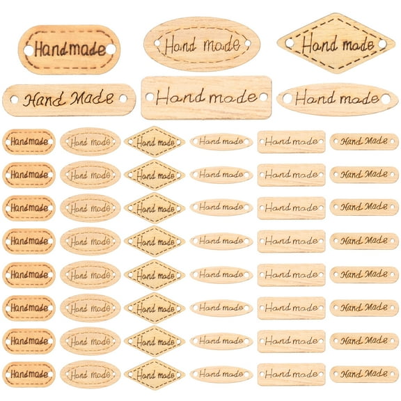 200 Pcs Label Decoration Painted Wooden Sign Scrapbook Tags 3X1cm Brown