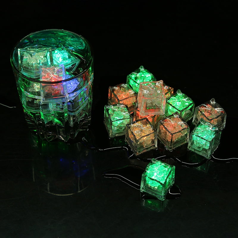 200 Pcs Light Up Ice Cubes LED Glow In The Dark Ice Cubes Waterproof ...