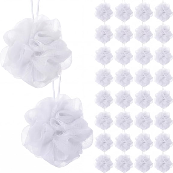 200 Pcs Loofahs Bulk Bath Sponge Shower Luffas Exfoliating Body Scrubber Packs Soft Mesh Loofahs Balls Travel Cleaning Wash Puff Bathing Accessories for Women Men, 20g (Pure White)
