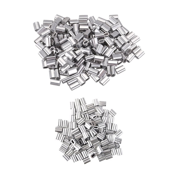 200 Pcs M1.5 Wire Rope Aluminum Ferrule Cable Ties Crimp & 120 Pcs Aluminum Crimping Loop Sleeve,200 (+/- 2%) x Wire Rope Cover 120 x aluminum cover,silver