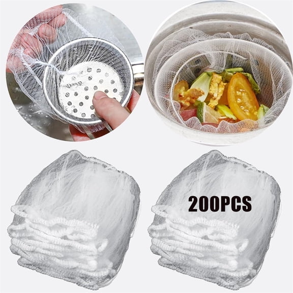 200 Pcs Mesh Strainer Bag, Sink Drain Screen Filter Bag, Disposable Food Catcher for Kitchen Sink, Filter Bag Sink Strainer Cover for Most Sizes of Floor Drain Kitchen Sink Bathroom
