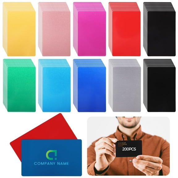 200 Pcs Metal Business Card Blanks, Quality Aluminum Blanks for Laser Engraving, Smooth Surface