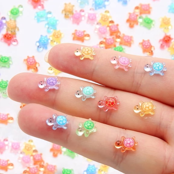 200 Pcs Mini Resin Turtles Glow in the Dark, Tiny Sea Turtle Animals to Hide Small Luminous Figures Miniature Plastic Ocean Animal for Fairy Garden Micro Landscaping Dollhouse Home Decor Crafts