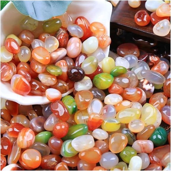 200 Pcs Mixed Agate Stone Tumbled Stones, Natural Bulk Assorted Tumbled Polished Stones Healing Crystal Set, Succulents Bedding, Vase Filler, Landscape Bottom Decoration - Stone Size About 10MM-15 MM