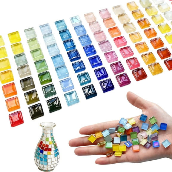 200 Pcs Mosaic Glass Tiles, TGY Handmade Mosaic Glass Pieces, Mosaic Glass Crafts Supplies for Home Decoration, Art Crafts (0.4x0.4 inch, Colorful)