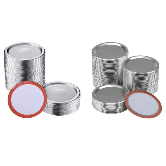 200 Pcs Mouth 70MM/86 MM Mason Jar Canning Lids, Reusable Leak Proof Split-Type Silver Lids with Silicone Seals Rings