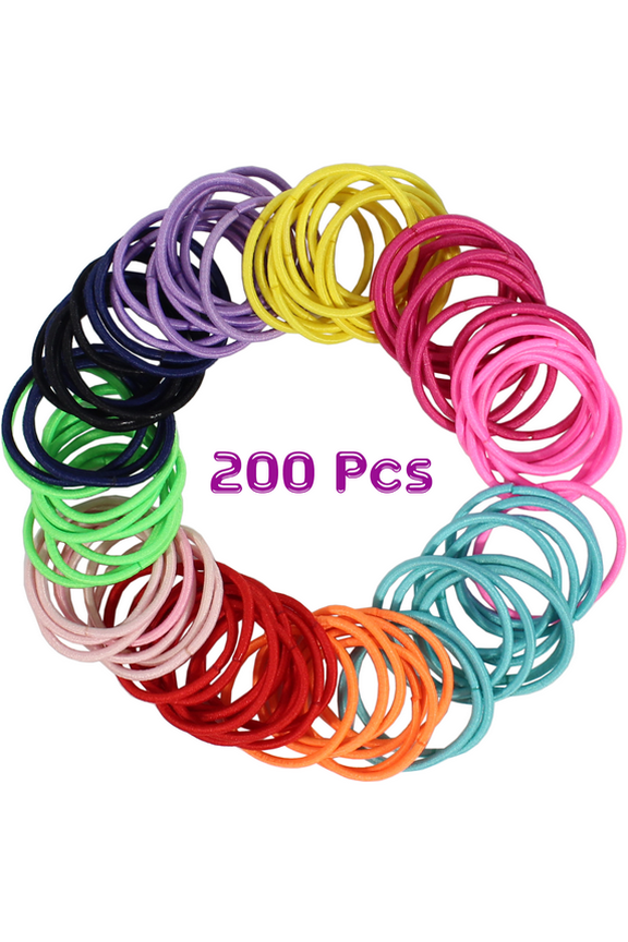 200 Pcs Multi Color Hair Holder Hair Tie Elastic Rubber Bands - Non Slip No Damage Hair Bands for Women, Girls, Thick & Thin Hair, Ponytail Holders (Assorted Colors, Bestseller)