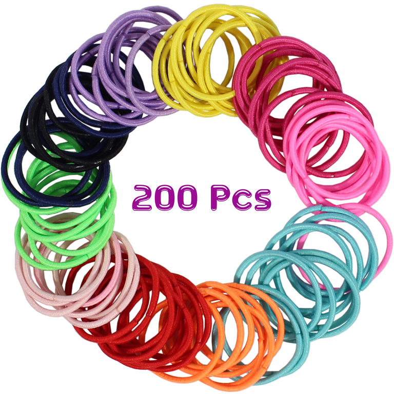 200 Pcs Multi Color Hair Holder Hair Tie Elastic Rubber Bands for Baby Girls