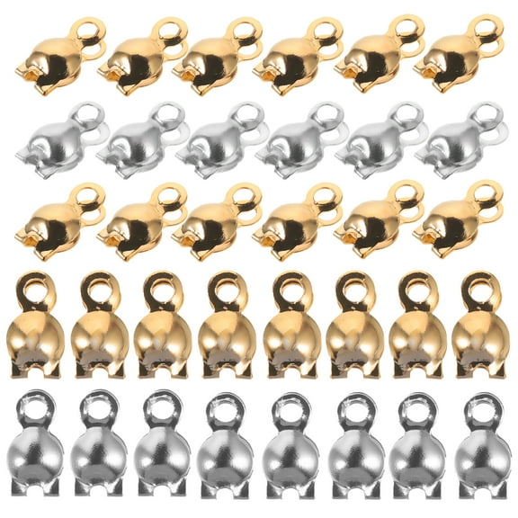 200 Pcs Necklace Closure Jewelry End Buckle Bracelets Beads Clamshell Crimp Caps Knot Covers for DIY