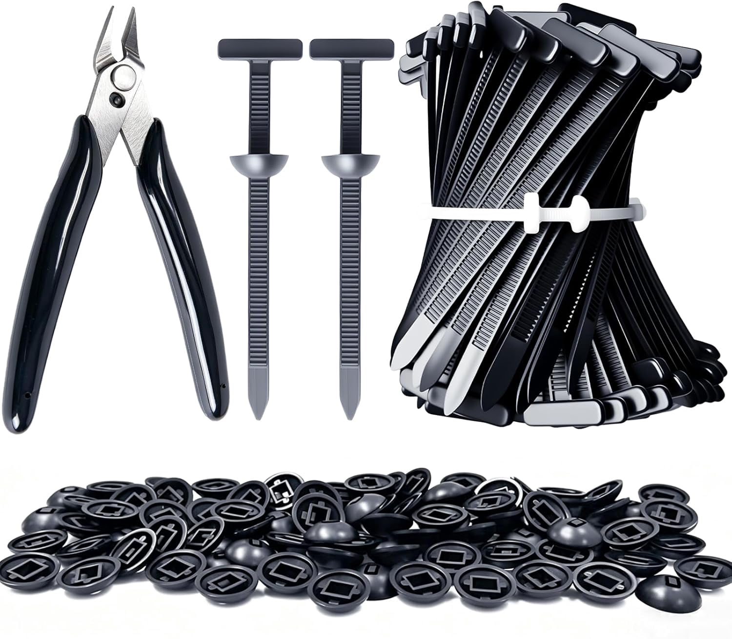 200 Pcs Nylon Universal Cable Tie Buckle, Heavy Duty Strap Style Buckle Zip Tie,Cable for Car Daily Repair,Pin & Button Design,UV Resistant