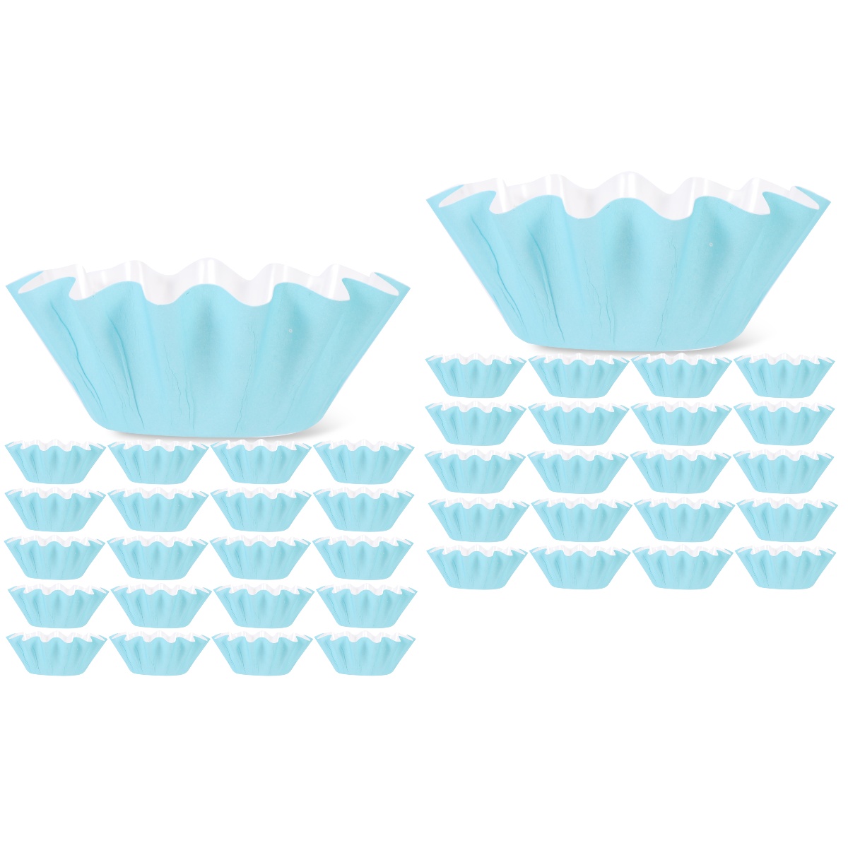 200 Pcs Paper Cups Muffin Baking Wrappers Wavy Cake Tray Ramequin
