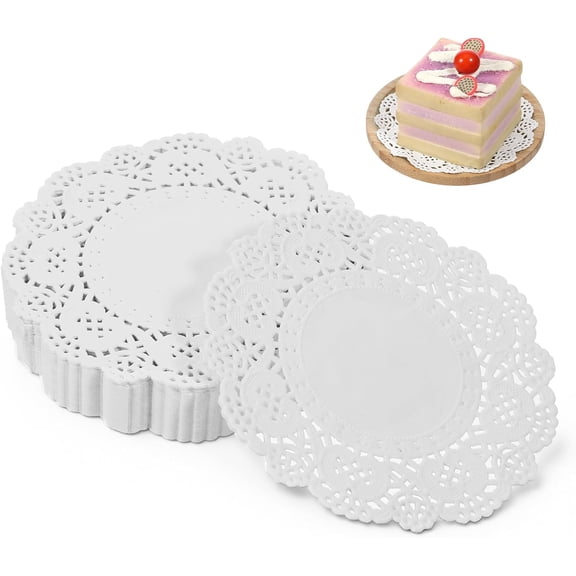 200 Pcs Paper Doilies, 3.5 Inch Lace Doilies Paper Round Disposable Placemats White-Doilies for Party Table Crafts Cakes Desserts Tableware Fried Food Wedding Party Tableware Decor