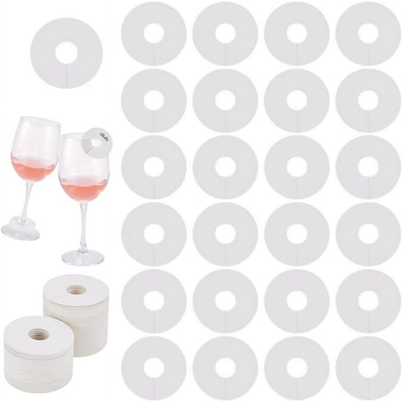 200 Pcs Paper Drink Name Tags for Wine Glasses 2inch Round Tan/White Color Wine Glass Marker Blank Wine Glass Charm Cocktail Champagne Tag Identification Marker for Party Guest