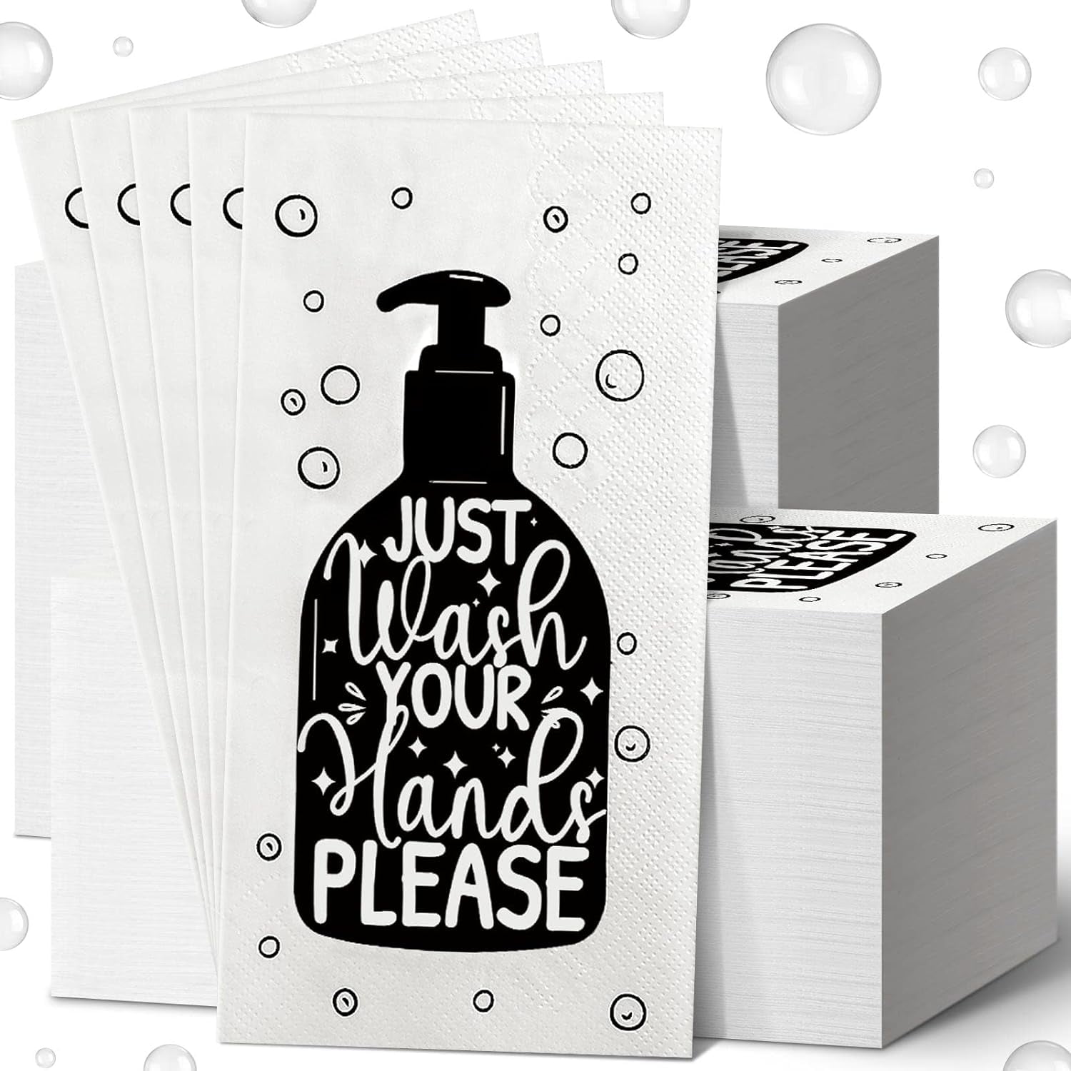 200 Pcs Paper Guest Towels Disposable Hand Towels Bathroom Guest Napkins Disposable Decorative Bathroom Napkins for Powder Room Wedding Holiday Birthday Baby Bridal Shower (White Black)