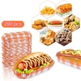 thumbnail image 1 of 200 Pcs Paper Hot Dog Trays,5.5 Inch Fluted Hot Dog Wrapper Holder for To Go Hot Dogs,Snacks,Rectangular Food Trays for Takeout, Concessions Stands,Disposable Hot Dog Wrappers,Orange, 1 of 8