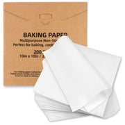 200 Pcs Parchment Paper Baking Sheets, 10"x10" Precut Non-Stick Baking Parchment Paper Sheets Bun Sheet Pan Liners.Baking Grilling Air Fryer Steaming Bread Cup Cake Cookie (White-10"x10")
