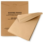 200 Pcs Parchment Paper Baking Sheets,12x16 inch Precut Non-Stick Baking Parchment Paper Sheets Bun Sheet Pan Liners, Unbleached Parchment Paper Baking Supplies (Brown-12"x16")