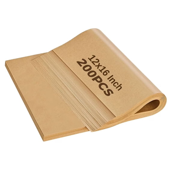 Unbleached Parchment Paper for Baking, Commercial Greaseproof Parchment Paper Sheets, 12" x 16", 200 Count, 200 Pack