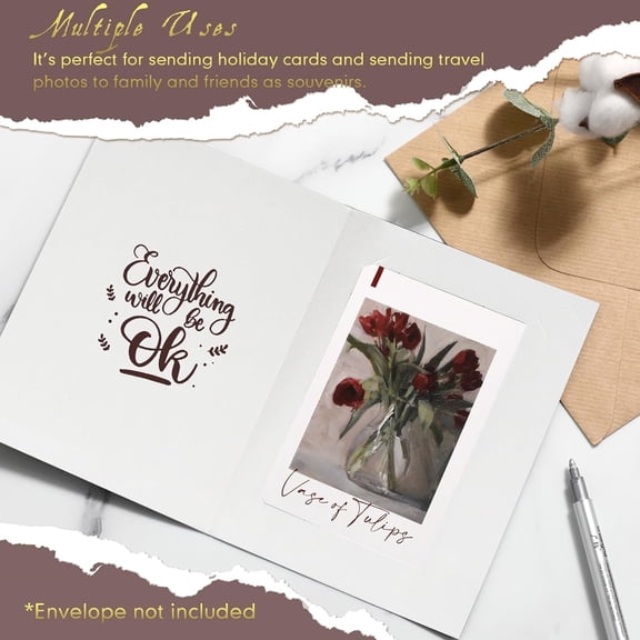 200 Pcs Photo Folders for 4x6 or 5x7 Pictures Photo Frame Note Cards Paper Greetings Cardboard Picture Frame Inserts Cards Picture Insert Notecard for Portraits