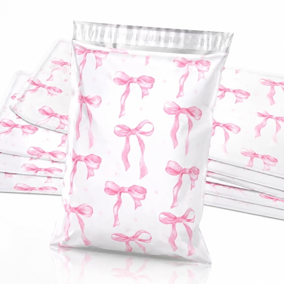200 Pcs Pink Bow Poly Mailers 10 x 13 inch, Self Seal Shipping Bags for Small Business Packaging, Durable Mailing Envelopes for Clothing, Gifts and Summer Shipping Supplies