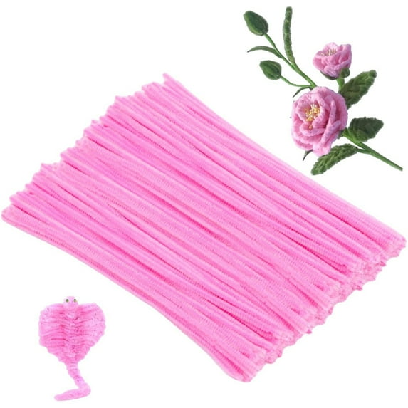200 Pcs Pipe Cleaners,Topboutique Pipe Cleaners Craft,Chenille Stem,12inches*7.5mm Extra Long Chenille Cleaner Pipe Stem,Stable&Soft Craft Supplies Set for Festivals Flower Making,DIY Bouquet/Pink