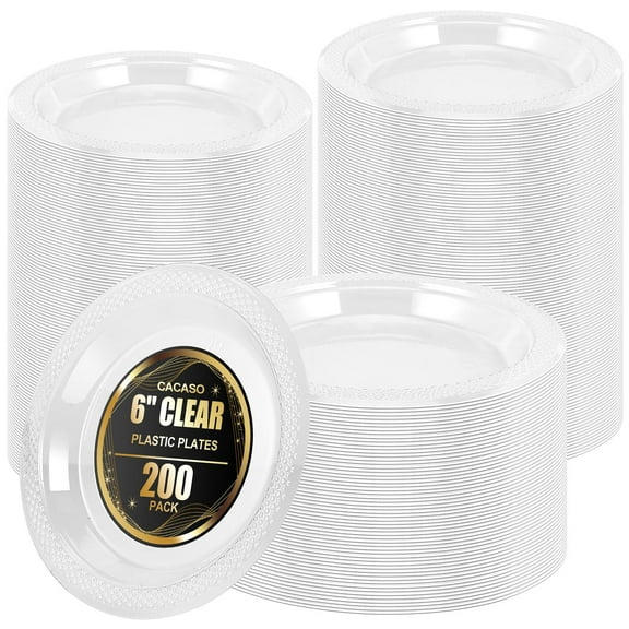 200 Pcs Plastic Dessert Plates,6 Inch Clear Plastic Plates,Round Clear Disposable Plates,Plastic Clear Dessert Plates,Small Plastic Plates for Party Wedding Birthday,Cake Salad Appetizer Plates