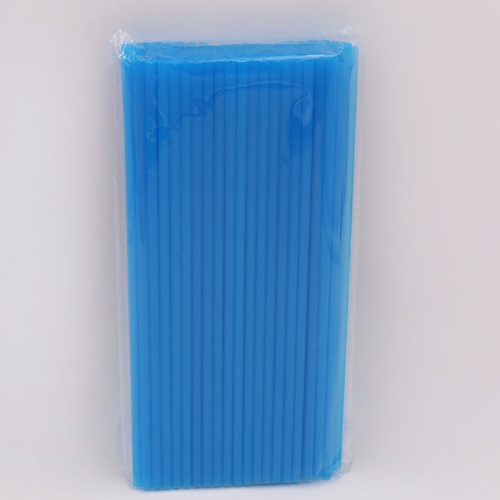 200 Pcs Plastic Straws Disposable Flat Mouth and Straight Drinking Straws Smoothie Drink Straws for Wedding Birthday Party Favors- 26x0.6 cm (Navy Blue)