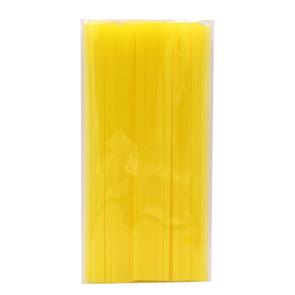 200 Pcs Plastic Straws Disposable Flat Mouth and Straight Drinking Straws Smoothie Drink Straws for Wedding Birthday Party Favors- 26x0.6 cm (Yellow)