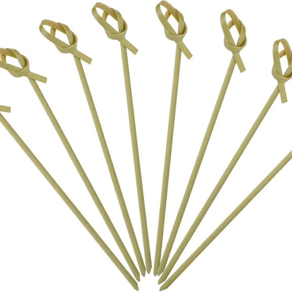 200 Pcs Premium Bamboo Knot Cocktail Picks 4.7 Inch Long Fancy Toothpicks for Appetizers Party Food Fruit Drinks Garnish Skewer Sticks -MSL160